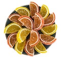 Orange and lemon jelly slices on white background Royalty Free Stock Photo