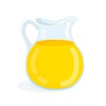 Orange lemon juice in a glass decanter. Vector illustration of a citrus drink in a jug. Summer fresh healthy drink. Royalty Free Stock Photo