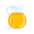 Orange lemon juice in a glass decanter. Vector illustration of a citrus drink in a jug. Summer fresh healthy drink.