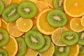 Orange, lemon and kiwi slices background Royalty Free Stock Photo