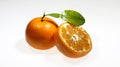 Orange lemon leaf and slice isolated on a white background with clipping path Royalty Free Stock Photo