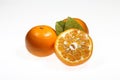 Orange lemon leaf and slice isolated on a white background with clipping path Royalty Free Stock Photo