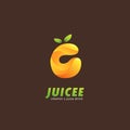 Orange lemon vitamin c juice logo in letter C shape icon Royalty Free Stock Photo