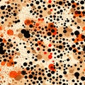 Orange leopard jaguar fur texture repeating seamless pattern. AI illustration. Modern panther animal fabric textile Royalty Free Stock Photo