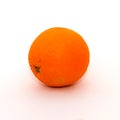 An orange lies on a white background