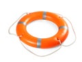 Orange life buoy on white background