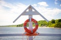 Orange life buoy Royalty Free Stock Photo