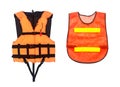 Orange Life Jacket and Orange vest isolated on white, clipping