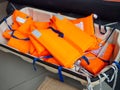 orange life jackets Royalty Free Stock Photo