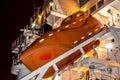 Orange lifeboat on a ship Royalty Free Stock Photo