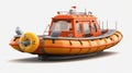 Charming 3d Orange Lifeboat Model With Rtx On