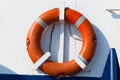 Orange Lifebuoy on a Ferry Boat Royalty Free Stock Photo