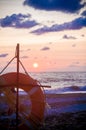 lifebuoy on a sea beach Royalty Free Stock Photo