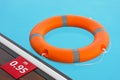 Orange  lifebuoy pool ring float Royalty Free Stock Photo