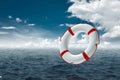 Orange Lifebuoy on the water. The concept of help, rescue, drowning, storm. Copy space Royalty Free Stock Photo