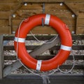 Rescue equipment Orange lifebuoy Royalty Free Stock Photo