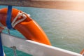 Orange lifebuoys on a pleasure boat Royalty Free Stock Photo