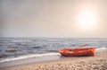 Lifeguard boat on the beach Royalty Free Stock Photo