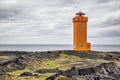 Orange lighthouse in Snaefellsnes Royalty Free Stock Photo