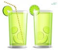 set of realistic fresh lime glass isolated. Eps.. Royalty Free Stock Photo