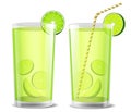 set of realistic fresh lime glass isolated. 3D Illustration. Royalty Free Stock Photo