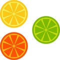 Orange, lime, lemon