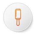 Orange line Adhesive roller for cleaning clothes icon isolated on white background. Getting rid of debris, dust, hair