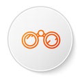 Orange line Binoculars icon isolated on white background. Find software sign. Spy equipment symbol. White circle button