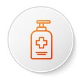 Orange line Bottle of liquid antibacterial soap with dispenser icon isolated on white background. Antiseptic Royalty Free Stock Photo