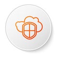 Orange line Cloud and shield icon isolated on white background. Cloud storage data protection. Security, safety Royalty Free Stock Photo
