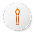 Orange line Disposable plastic spoon icon isolated on white background. White circle button. Vector