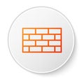 Orange line Firewall, security wall icon isolated on white background. White circle button. Vector Royalty Free Stock Photo