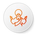 Orange line Jesus Christ icon isolated on white background. White circle button. Vector Illustration