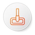 Orange line Mop icon isolated on white background. Cleaning service concept. White circle button. Vector Illustration Royalty Free Stock Photo