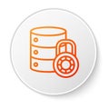 Orange line Server security with closed padlock icon isolated on white background. Security, safety, protection concept Royalty Free Stock Photo