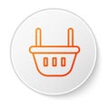 Orange line Shopping basket icon isolated on white background. Food store, supermarket. White circle button. Vector Royalty Free Stock Photo