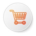 Orange line Shopping cart icon isolated on white background. Online buying concept. Delivery service sign. Supermarket Royalty Free Stock Photo