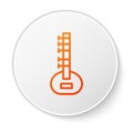 Orange line Sitar classical music instrument icon isolated on white background. White circle button. Vector