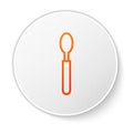 Orange line Spoon icon isolated on white background. Cooking utensil. Cutlery sign. White circle button. Vector