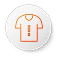 Orange line T-shirt protest icon isolated on white background. White circle button. Vector