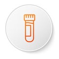 Orange line Test tube or flask with blood icon isolated on white background. Laboratory, chemical, scientific glassware Royalty Free Stock Photo