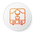 Orange line X-ray machine icon isolated on white background. White circle button. Vector Illustration Royalty Free Stock Photo