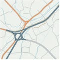 Orange lines represent major roads intersecting with the highway Royalty Free Stock Photo