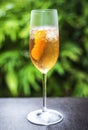 Orange liqueur and champagne cocktail in glass Royalty Free Stock Photo