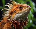 an orange lizard with spikes on its head Royalty Free Stock Photo