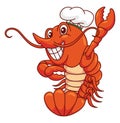 Orange Lobster Chef Color Illustration Design Royalty Free Stock Photo