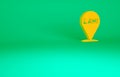 Orange Location law icon isolated on green background. Minimalism concept. 3d illustration 3D render Royalty Free Stock Photo