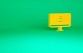 Orange Lock on computer monitor screen icon isolated on green background. Security, safety, protection concept. Safe Royalty Free Stock Photo