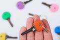 Orange lock key Royalty Free Stock Photo