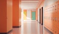 Orange lockers cabinets furniture in a locker room at school or university for student. Royalty Free Stock Photo